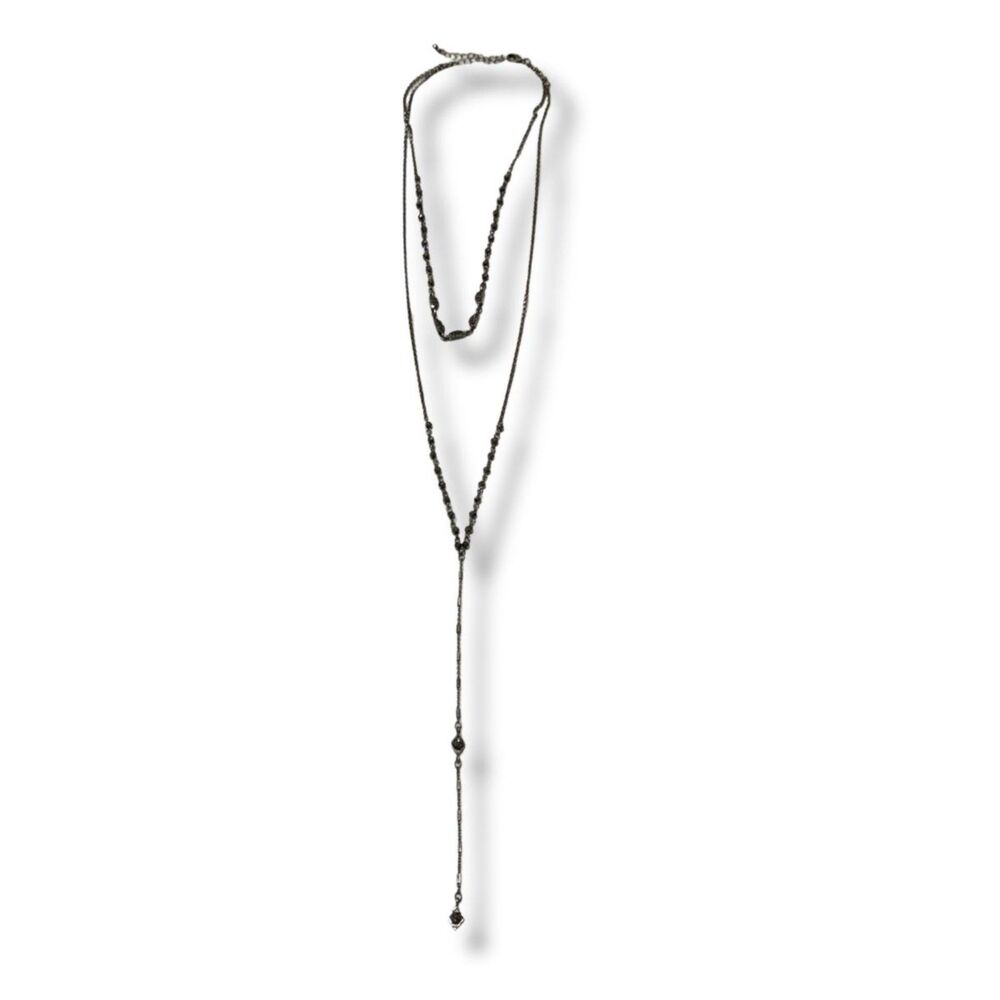 Maurices Double Strand Necklace with Pendant - Silver and Black